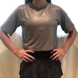 Lululemon metallic silver crop top